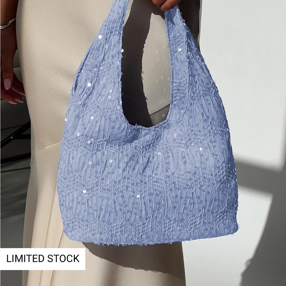 Princess Polly Light Blue Sequin Shoulder Bag